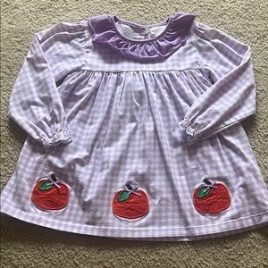 Cecil & Lou Purple Gingham Dress with Pumpkin Appliqué EUC 6